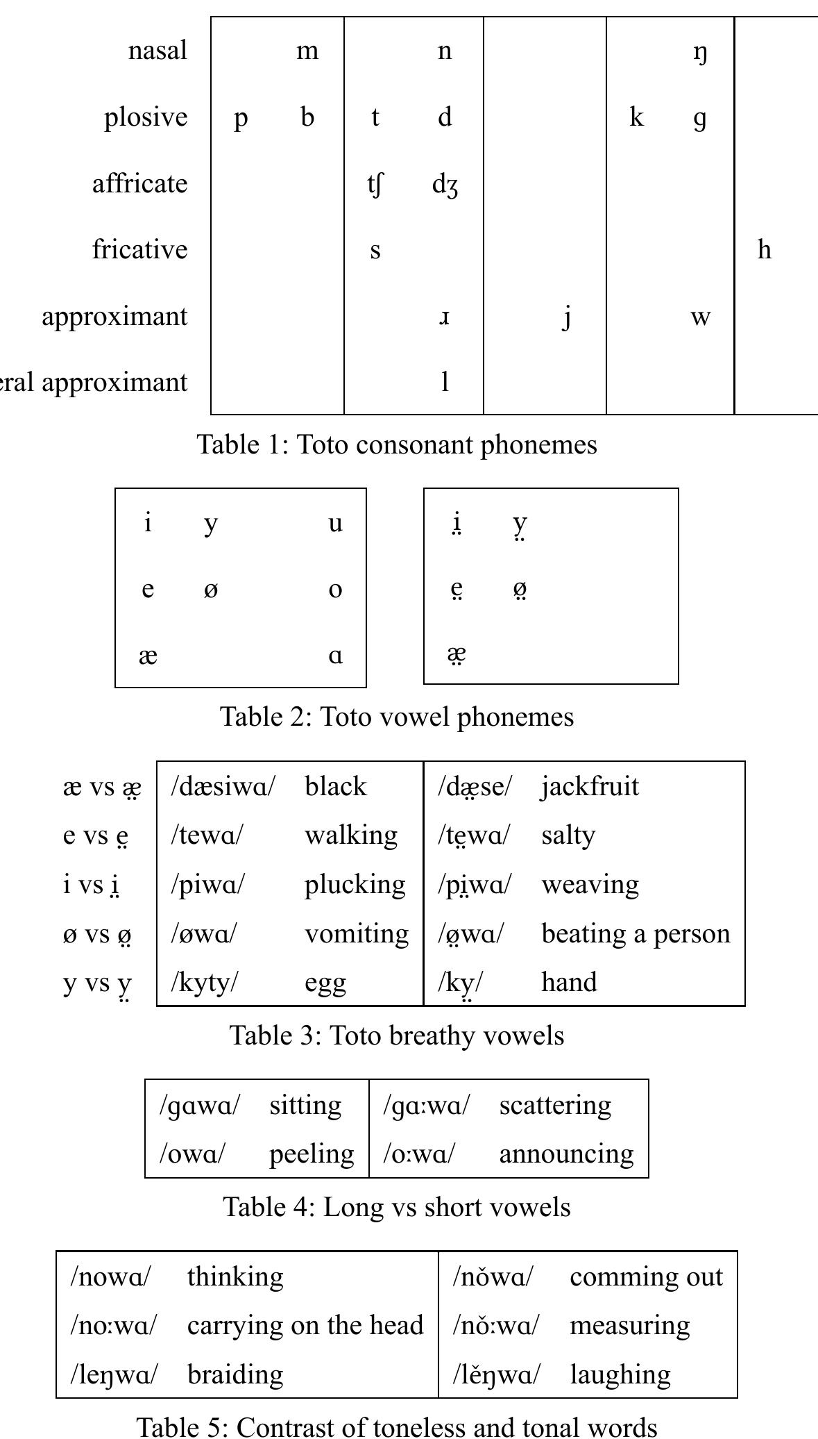 syllables, on both long and short vowels (Table 5).  length distinctions are often lost in connected  In connected speech, the tonal rise surfaces on the  last syllable of its phrase, rather than where it is 