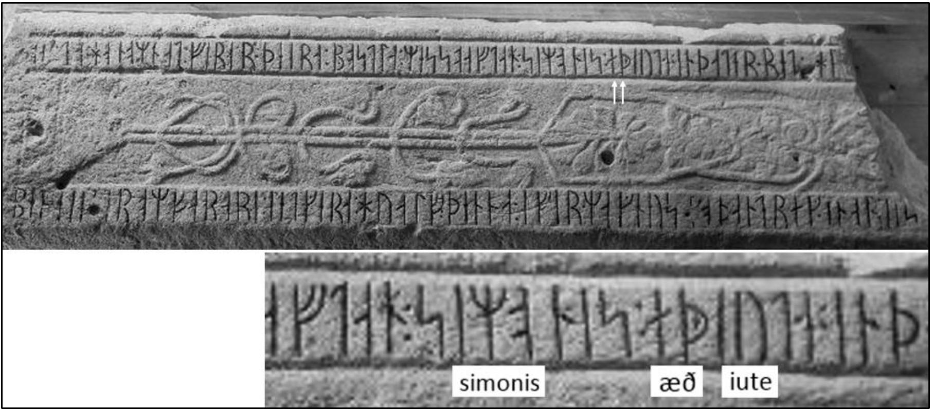 The runic attestations in the Falk6ping area, their concentration, their dating, and their orthographical and textual features, seem to testify to a renaissance of the runic epigraphy in that part of the region. As we will see below, this geographical area also coincides with one of the early Latin epigraphic areas in Vastergotland. (Blennow and Palumbo 2021: 51-2) (underline added)  Bee eee eee eee ee eee eee ee ee en ee en en a Te en ie eee eee eee Qt Le eS eee eee a hee ae Te a eS. LCCC Se aa  thography and the wording of the inscription bear witness to a high degree of literacy.  The text shows orthographical features that are either absent or very rare during the Viking Age, such as the double-spelling of long consonants and the use of dedicated runes for the sounds [e] and [6], for stance in the word 26 for the Latin conjunction ef. Such medieval innovations are part of a series of changes that the runic script underwent during the Middle Ages. Many of these developments consisted in ; pansion of the runic alphabet through the modification of certain runes, either with regard to their shape or their function. In medieval Sweden, these developments appear at different times and show varying grees of consistency of use, depending on the region. While the general chronological tendency is that their employment becomes more widespread from the twelfth to the thirteenth century, many of these novations seem to have had their Swedish starting point in the aforementioned epigraphic area around Falk6ping, especially in the hundreds of Gudhem and Vartofta (Palumbo 2020: 227-230).  Another important feature of the inscription from Broddetorp is that it also bears evidence of the influence that the Latin epigraphic tradition exerted on the runic tradition, both linguistically and cioculturally. The aforementioned double-spelling of long consonants, for instance, is surely a consequence of such influence (see e.g., Peterson 1994: 74; Gustavson 1994a: 324; 1994b: 74; Palumbo rthcoming). Elements in the Latin language can also be found, namely in the reference to the Lord’s Prayer, the paternoster, and in the liturgical dating to the eve of the Mass of the apostles Simon and Juda, here both the names in the genitive and the conjunction et are in Latin, embedded in an otherwise vernacular text. The liturgical dating itself is a unique feature in the corpora under consideration, both the runi id the Latin one, and is inspired by the Latin epigraphic tradition on the continent. These traits may anticipate (or be more or less coeval with) the bilingual and biscriptal culture that emerged in the Falk6ping ea, probably towards the end of the twelfth century (as described below).  i; a)  ON OT LE he a ae Ee | a a i: ; a ee? ae 2) a ny Te  oO 64h tw. Jonette ee ned thnrtn math ~ wenwlkiany) ne trutenlt Lac  