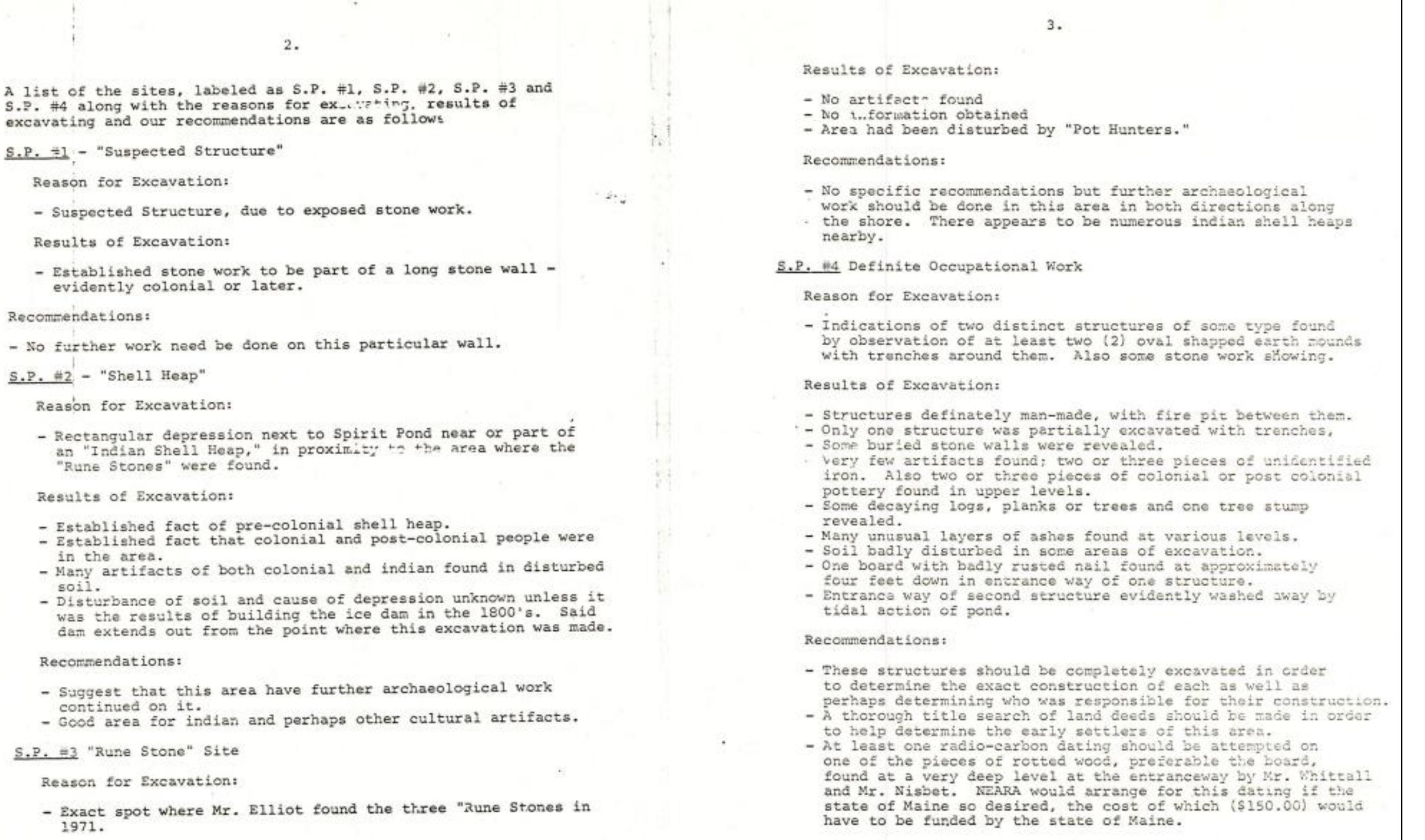 This summary document (original source unknown) described the Spirit Pond area. Suzanne Carlson transcribed this information into her 2017 article (“Revisiting Spirit Pond, The Early Years”). 