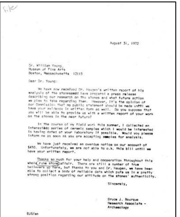 Determining if the MSM made good on their $450 overdue payment is outside the scope of this present work, but it is clear that Dr. Young at MFAB never produced a written rey his SPR examination. Four data points support this fact. The first two are the absence of a technical report in the archives of MSM and MFAB. The third data point is found within C: Gordon’s 1974 published book, Riddles in History. Gordon wrote that the MFAB’s testing was completed in mid-June 1972.!° This meshes well with the fact that the samples were prepared in May 1972. Continuing, Gordon then wrote: 