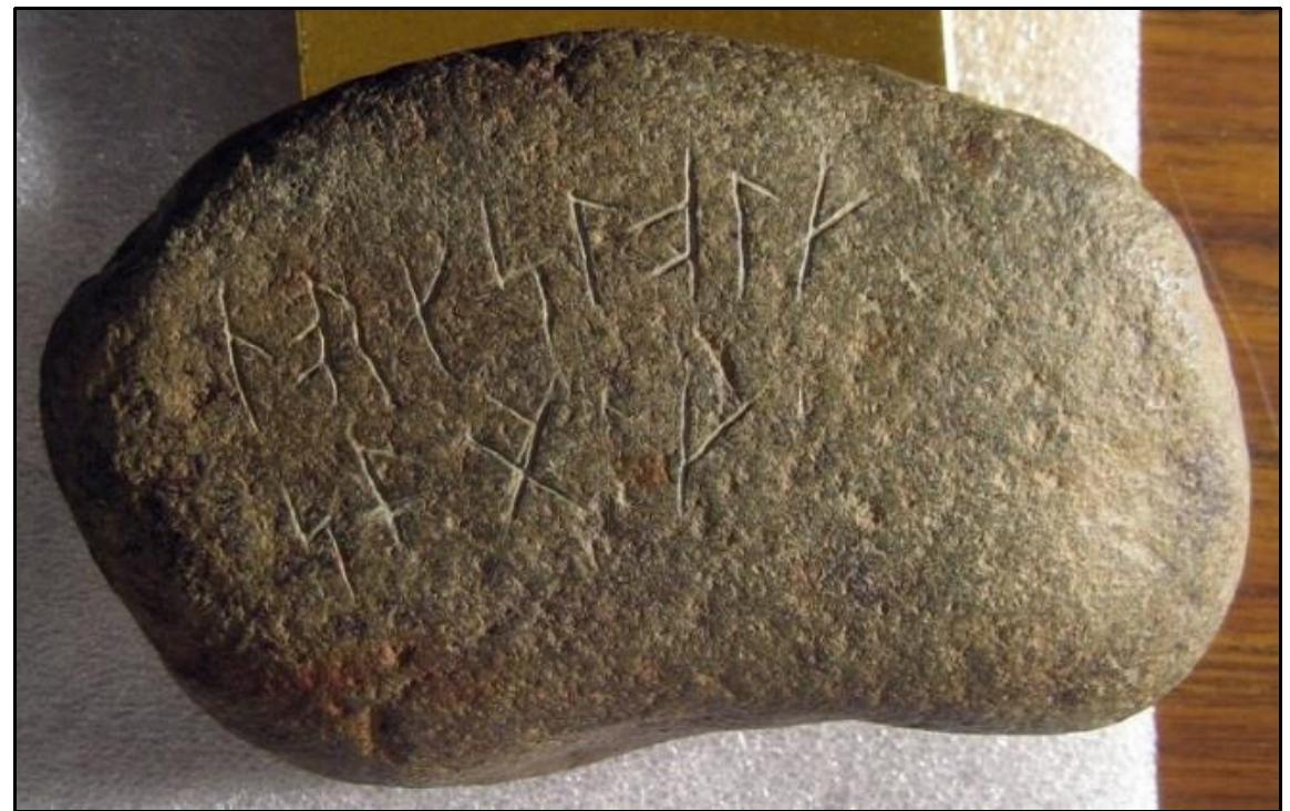 Figure 99. Discussion of the first inscribed line on the Norsefolk Stone (SP2). Source: Buchanan 1992: 143. 