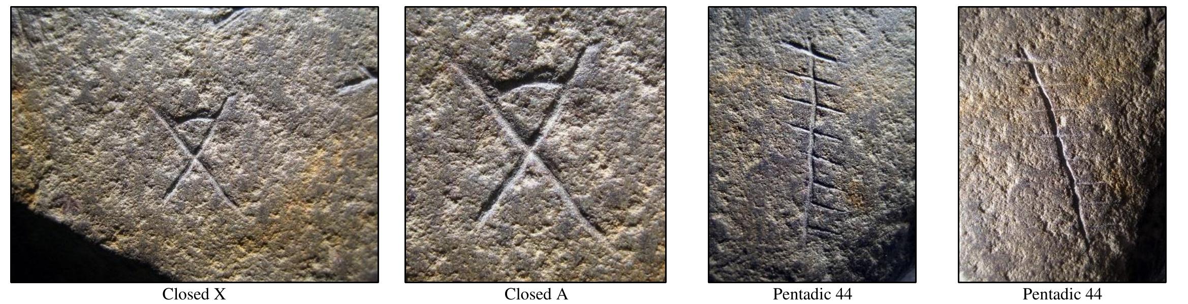 There is one runic-inscribed word on the reverse side of the Map Stone (SP1), this being miltiaki. Haugen could not determine what this word represented:  SP lv: miltiaki. There is no ON word to which this corresponds, no matter how the letters are interpreted: mildiaki, mildiagi, miltiaki? It is conceivably interpretable as mildi Aki “generous Aki,” but this is highly improbable, since this form would be used only in address. Besides, one would expect an introduction of a person so named, and some context for the message. Since there are no intervening dots, one would suppose that it is a single word. There ought to be some relation of the message to the pictographs, which portray various animals, a (woman’s?) face, a boat with [an] oar, a bow and arrow, and a hide. These are presumably intended to portray the life of the Indians whom the Norsemen met. After the runic word(s) there are two ears of grain, reminiscent of the description of Vinland as having self- sown wheat; in front there are some vague lines that could be a bunch of grapes, to represent the other product mentioned in the sagas. Such pictographs are virtually unknown in Scandinavian runic inscriptions. Finally, there are two symbols, mentioned above, which have no significance in terms of runic practice. They are not known to be magic or cryptic symbols from Scandinavian runic stones.! 