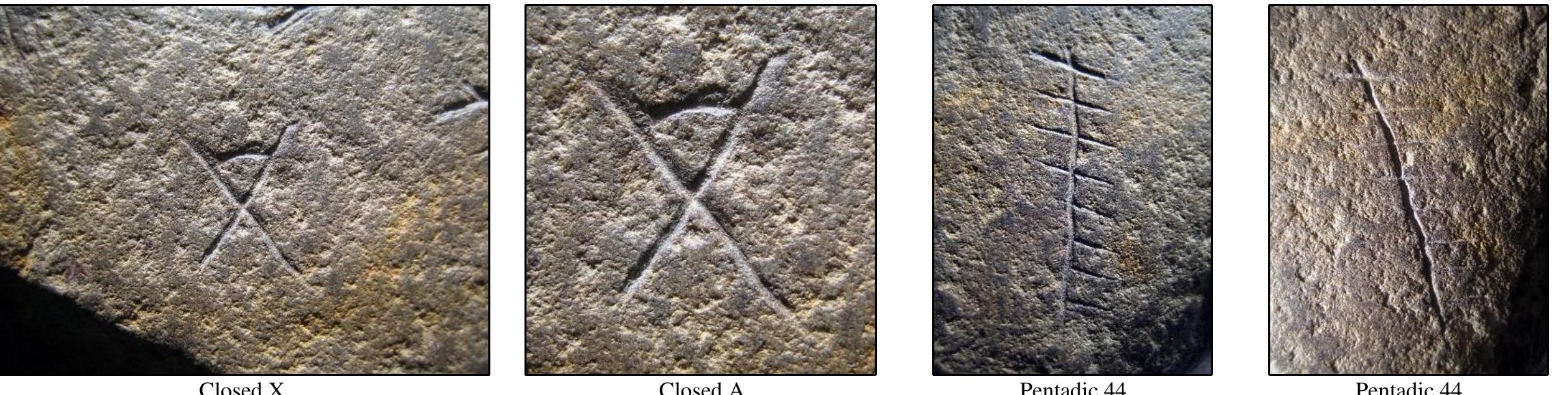 Thirty-five years after the SPR were discovered researcher Scott Wolter accurately determined the meaning of one of the symbols found on the reverse side of the Map Stone (SP1) Wolter wrote of his 2006 discovery in his 2009 book, The Hooked X: Key to the Secret History of North America. Wolter found historical attestation of the X with the arc on its t aspect within a 2001 book published by David King, which in turn relied upon a book on astrolabes published in 1932. The symbol, which Wolter named appropriately as the Arced X, represented the numeric value of 40. From Wolter:  The Spirit Pond Map Stone was carved into a relatively flat meta-basalt cobble, and was the artifact that intrigued me the most. The area depicted on the map carved on one side of the stone corresponded with the area where the rune stones were found near Popham Beach where the Kennebec River flows into the Atlantic Ocean. The inscription on the map, according to Dick, said that “Vinland, takes two days” with the arrow pointing to the right, or in the direction of south on this map. As interesting as the map was, the opposite side was even better. The first time I saw the images carved on the back, I was taken aback. Who would carve animals, an Indian face, a canoe, and a bow and arrow onto a rock? It wasn’t until I understood that the runes on the top of the stone meant essentially “good land” in the Algonquin language [Perhaps so, but “miltiaki” has an ON basis.] that things started to make sense. This begged another question: why is an Algonquin word being spelled in runes? Whoever carved it appeared to be documenting what things were at this particular location, right down to the amazing]  accurate man 