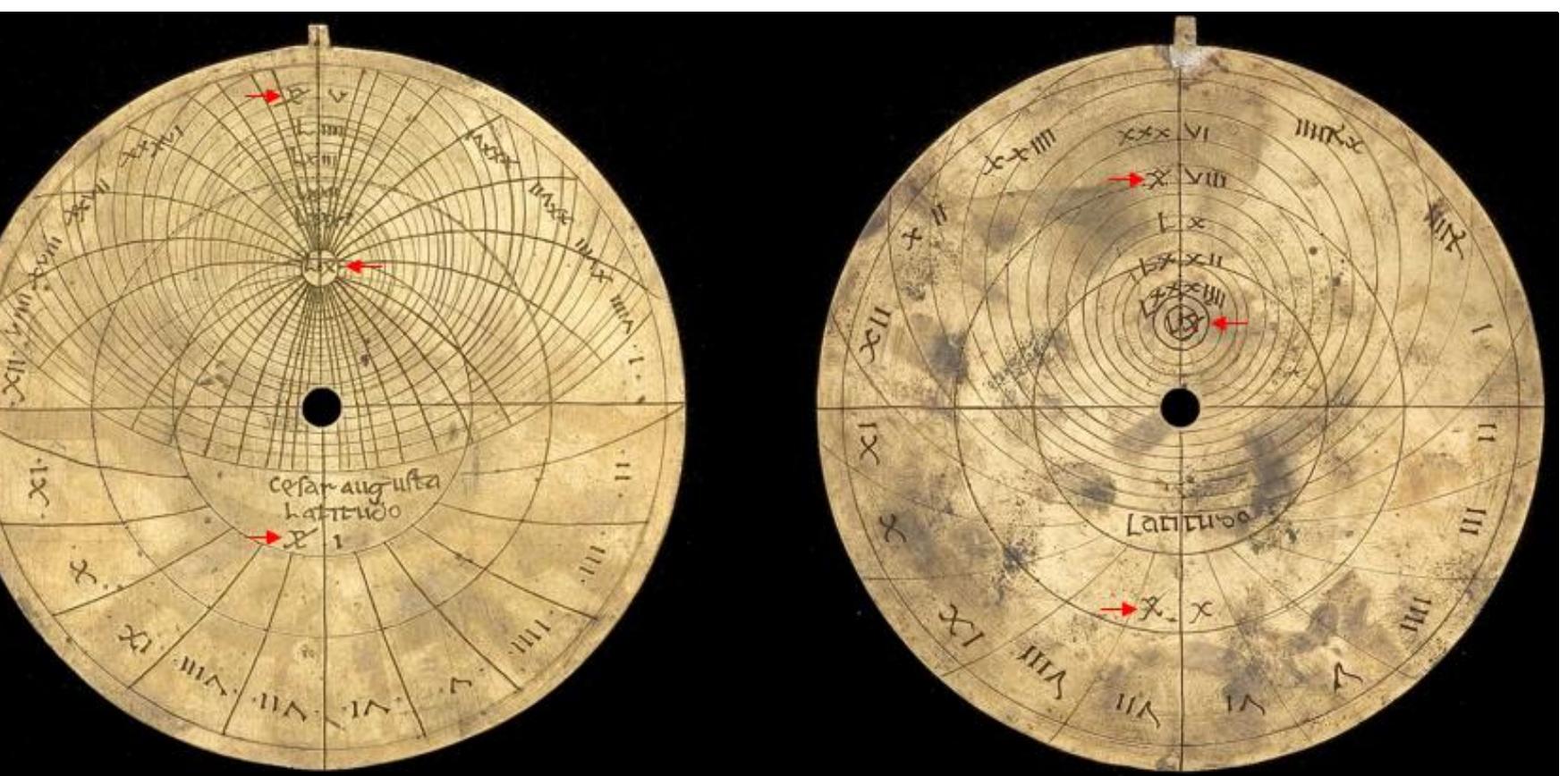 Wolter cited two works which discussed the Arced X symbol. These were David A. King’s 2001 published work (The Ciphers of the Monks: A Forgotten Number-Notation of t Middle Ages) and the 1932 work of Robert T. Gunther and William H. Morley (The Astrolabes of the World). King’s work is now publicly accessible via the Internet (see bibliogray  Petra G. Schmidle, in 2017, published a superb work detailing the results of her examination of the IIC #0191 astrolabe, this historical artifact containing the plates with the ins« Arced X symbology. We pick up with excerpts from Schmidle’s paywalled article:  Earlier Descriptions  PAGE ARE BASE Ae  Before trying to reconstruct a possible medieval itinerary of this astrolabe, it is appropriate to present and to discuss first the available descriptions of it. In the 1930s, Robert Gunther states in his Astrolabes of the World that I[C #0191 is an “Early French astrolabe ... c. AD 1350-1400 ... purchased by L. Evans ... at the Roussel sale, Paris, 13 March 1911.”[Note 2] Obviously, he based this statement on information provided by Lewis Evans, his friend, a businessman and aficionado of scientific instruments whose collection constitutes the basis of the Museum of the History of Science in Oxford. Evans’s card catalogue entry, most probably written by him a day after purchasing the astrolabe in Paris, reports “France” and “ca. 1350- 1400.” Interestingly, Evans adds, besides other information, that “the form of the star pointers and the rete is Islamic,” a piece of information reappearing in David King’s caption related to IIC #0191 (see below) and established i in this article, while Gunther writes that “the rete is of a ‘Gothic’ type.”  ot Be le (es SUPE a0: A eC NE OD EES Sorc EE fb A SS ES EY hE o ee a: ne Ee c. ROC | EET, | Ak a ¢ Ue A TN. Mero  