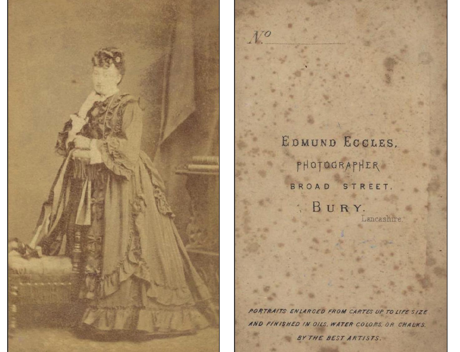 7 Obverse and reverse of a carte de visite of a member of the Moon/Prescott family (circa 1880) 