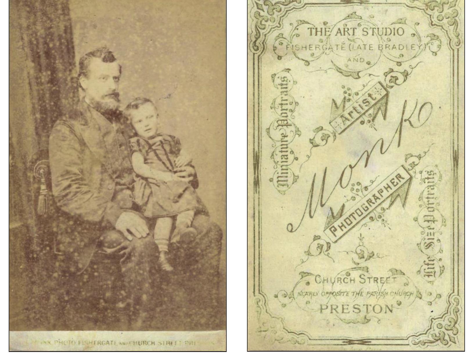 8 Obverse and reverse of a carte de visite of a member of the Moon/ Prescott family and his son (mid- to late-1870s) 