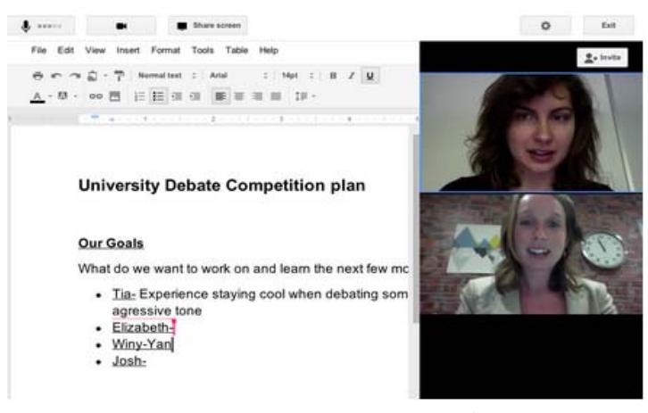 Figure 4: Share Docuement with Google Hangout (Google, 2012) 
