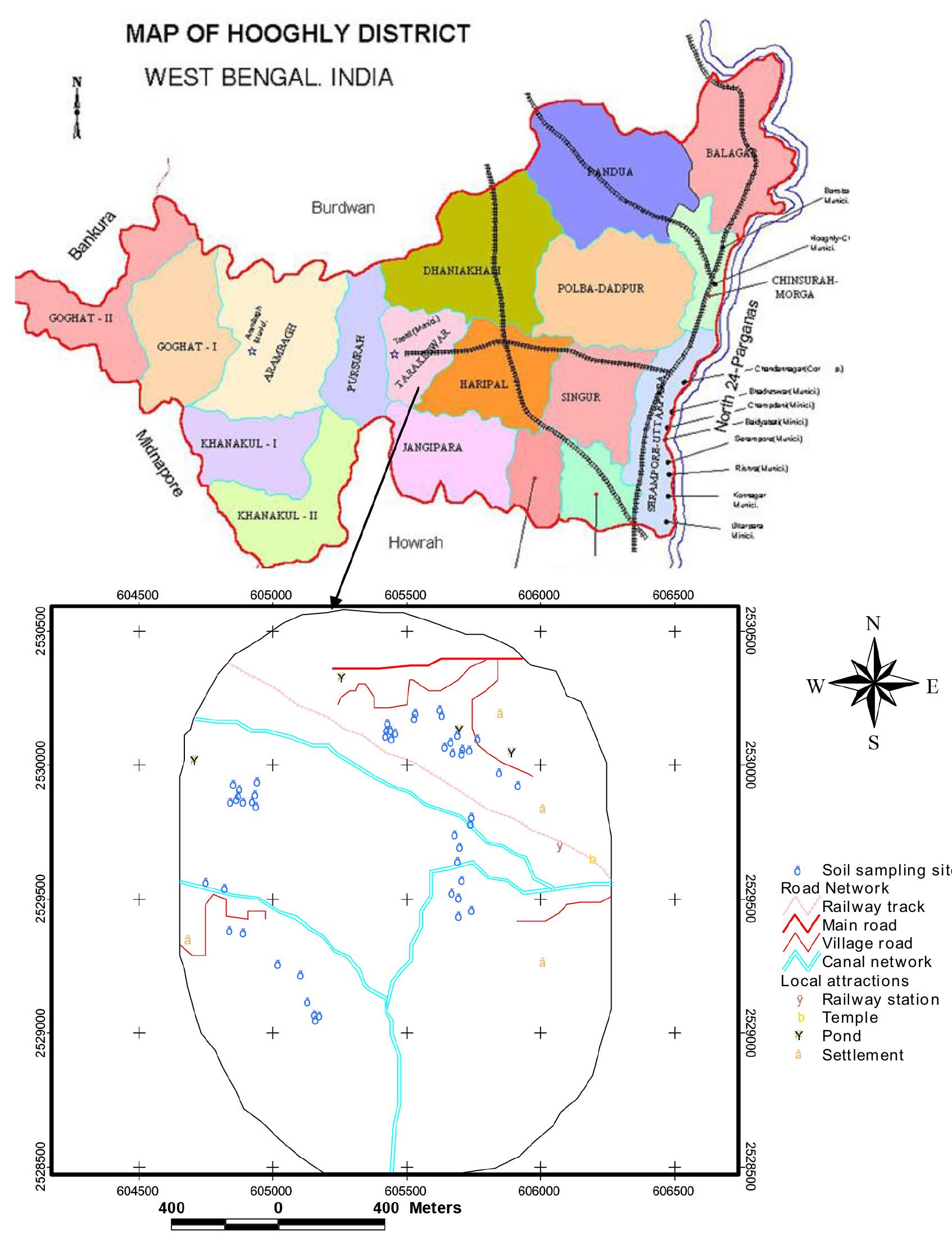 Location map of the study area showing soil sampling sites
