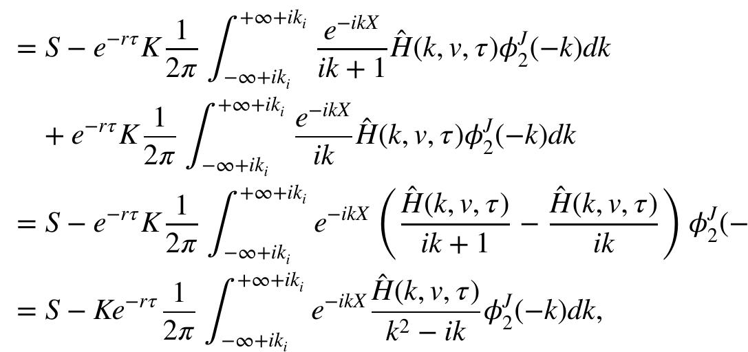we change sign of the integration variable by substitution  which is the Lewis-like formula for the Bates model. We can also rewrite (18) in terms of @ as 