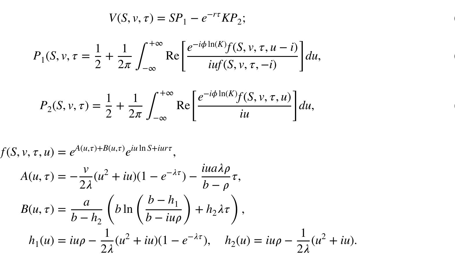 where (W,),59 is a standard Wiener process, p < 0, A, vy 2 0 and (Z,),50 is a Lévy subordinator (independent on W,)!!. The model price of a call option with strike K can be retrieved using a standard Fourier transform [17].  Option price (A3) can be rewritten using the notation C(u) = C(u, tT) = exp{A(u, tT) + B(u, r)}. Also, note that C(—i) = 1 for any positive tT. 