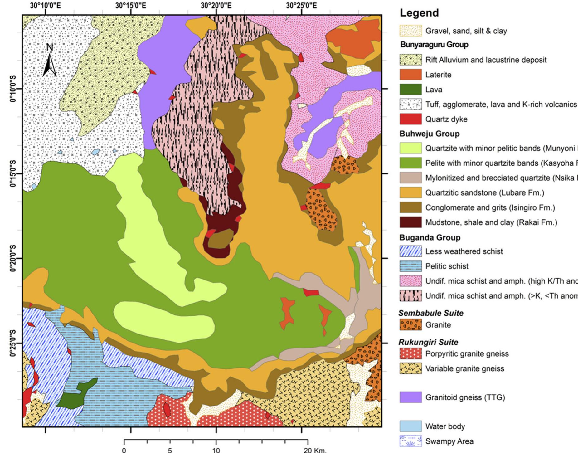 Geological map of the buhweju area (modified after bahiru