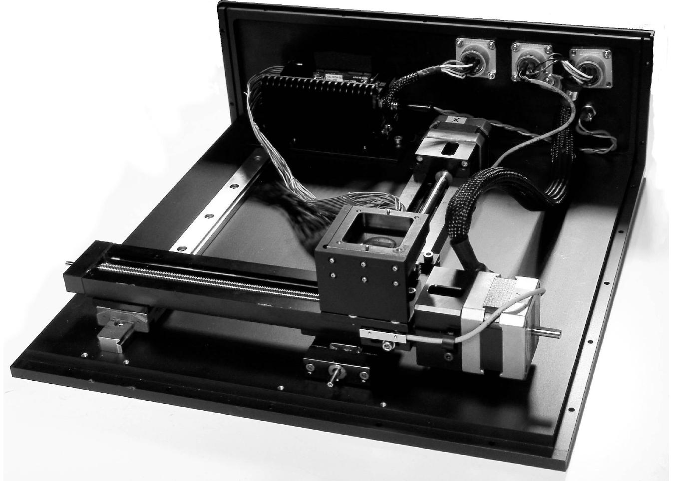 The scanning stages attached to the camera back plate. the
