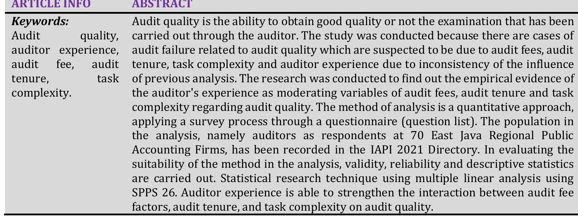(PDF) Auditor Experience as a Moderation of the Effect of Audit Fees ...
