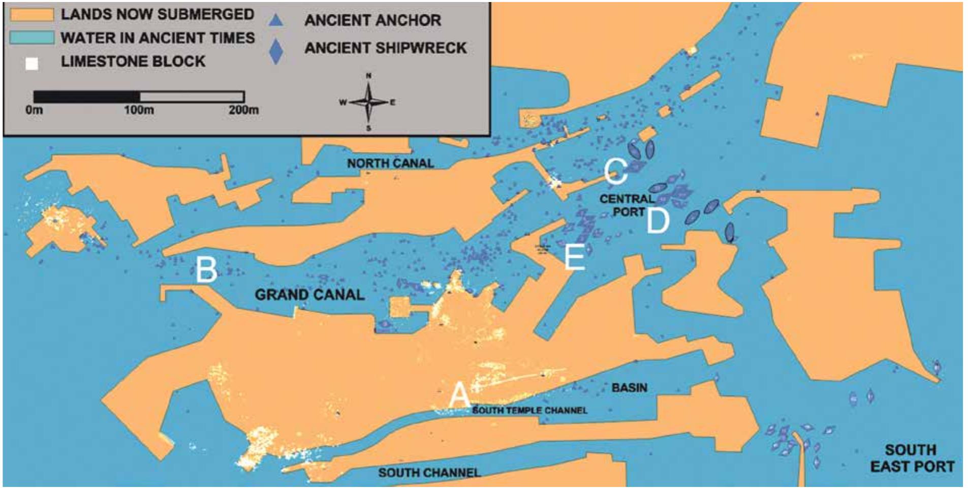 The Institut Européen d’Archéologie Sous—Marine (IEASM) has identified 125 ancient ships in the waters of the Egyptian port—city of Thonis—Heracleion on the Mediterranean coast of Egypt (among the latest publications on the subject see Robinson et al. 2017; Goddio et al. 2020; Robinson, Goddio 2021). Some of these shipwrecks form accu- mulations with their hulls held in place by wooden stakes and may correspond to boat bridges, some could also have been used for the purpose of land reclamation (Fig. 1). 