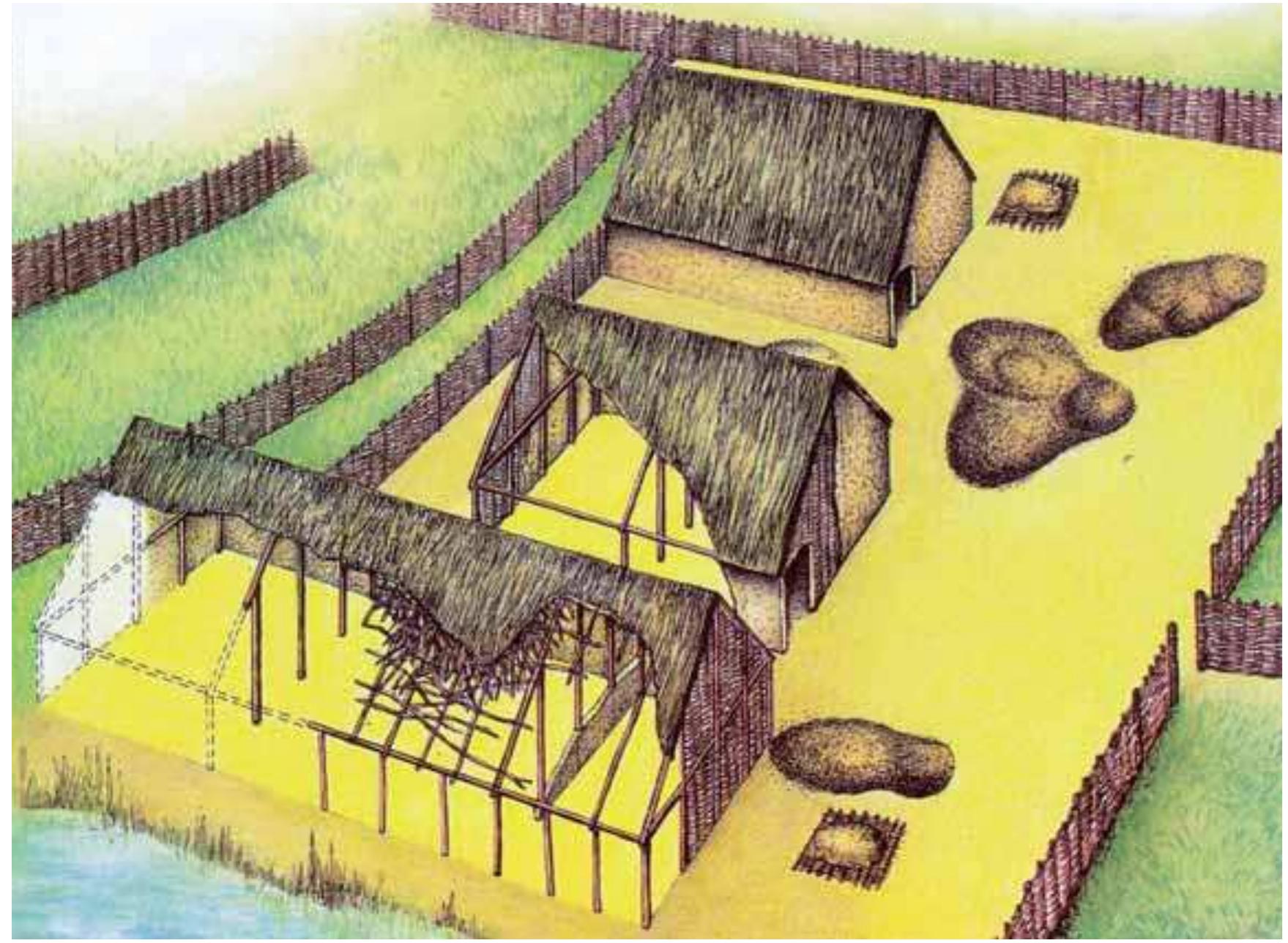 Fic. I-10: OcSOD-KOVASHALOM; TISZA CULTURE. RECONSTRUCTION OF RESIDENTIAL FOCI ENCLOSED BY FENCES (AFTER RACZKY 1987B: 66 FIG. 5). 