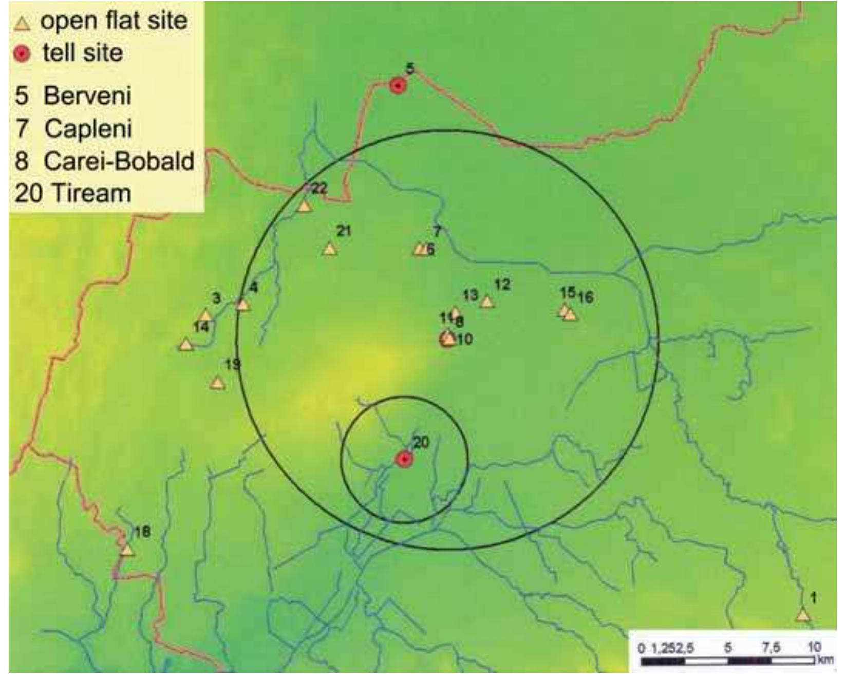 FIG. I-22: OTOMANI II PERIOD SETTLEMENTS ON THE CAREI PLAIN IN NORTH-WESTERN ROMANIA; HYPOTHETICAL POLITICAL TERRITORIES (AFTER NEMETI/MOLNAR 2012: 45 FIG. 53). 