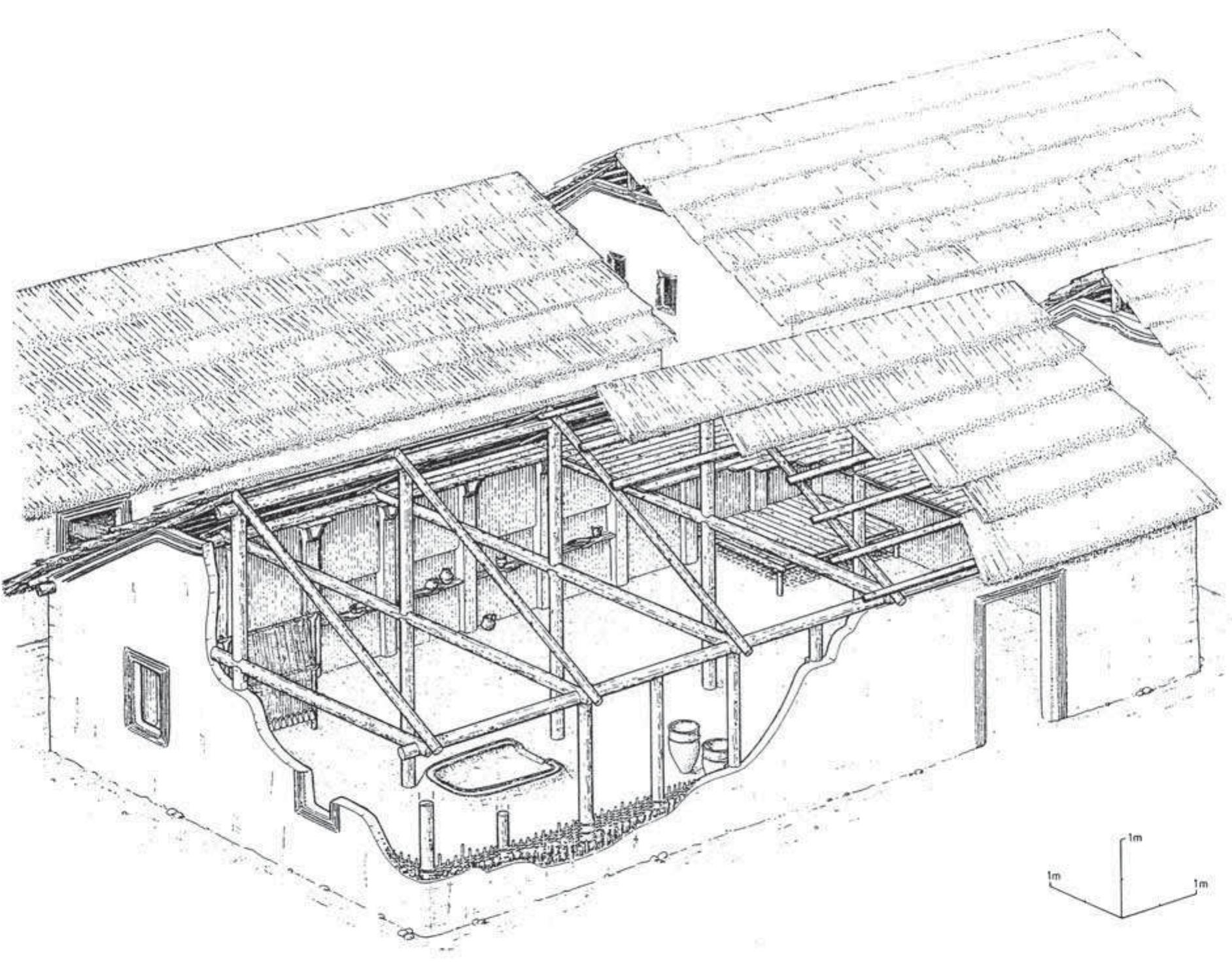 Fic. I-37: MOSORIN-FEUDVAR; VATIN CULTURE. RECONSTRUCTION OF MIDDLE BRONZE AGE HOUSES (AFTER HANSEL/MEDOVIC 1991: 77 FIG. 11) 