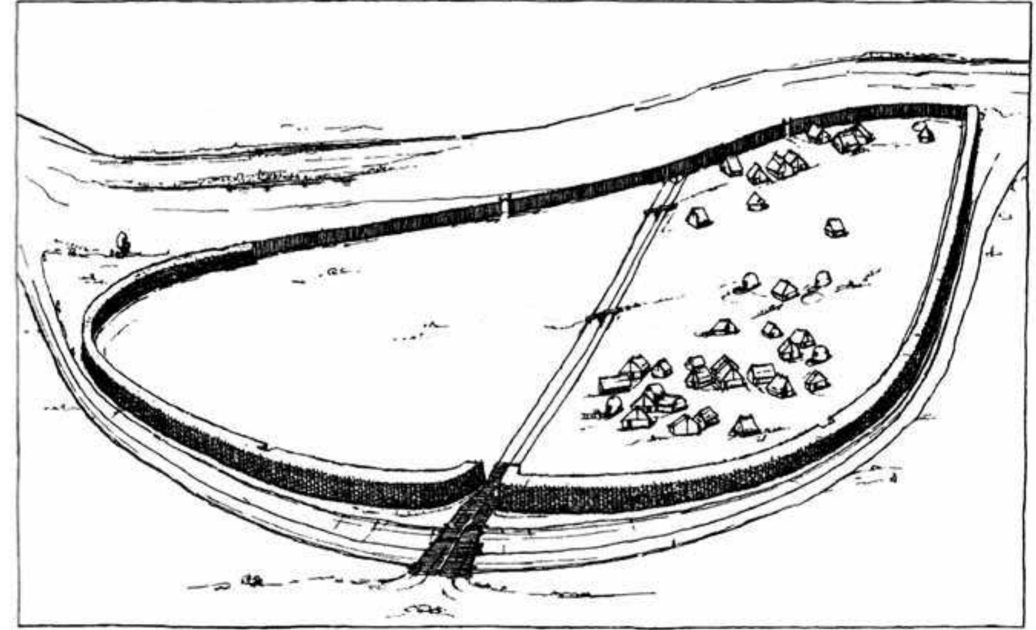 Fic. I-40: NITRIANSKY HRADOK; MAD’AROVCE CULTURE. RECONSTRUCTION OF THE BRONZE AGE SETTLEMENT (AFTER TOCIK 1981: PLAN 76). 