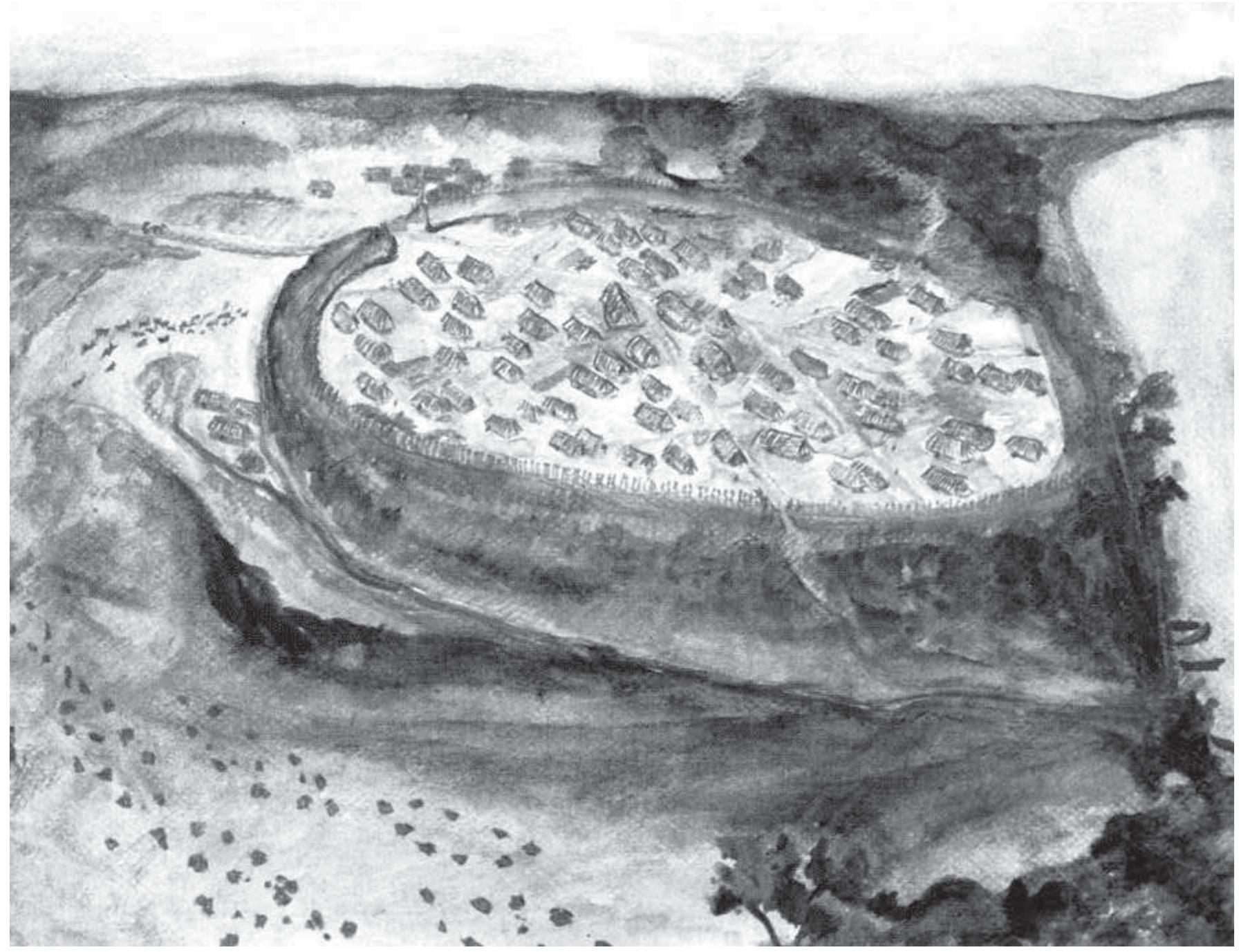 Fic. I-41: SZAZHALOMBATTA-FOLDVAR; VATYA CULTURE. RECONSTRUCTION OF THE MIDDLE BRONZE AGE SETTLEMENT (AFTER EARLE/ KRISTIANSEN 2010A: PL. 8.2). 