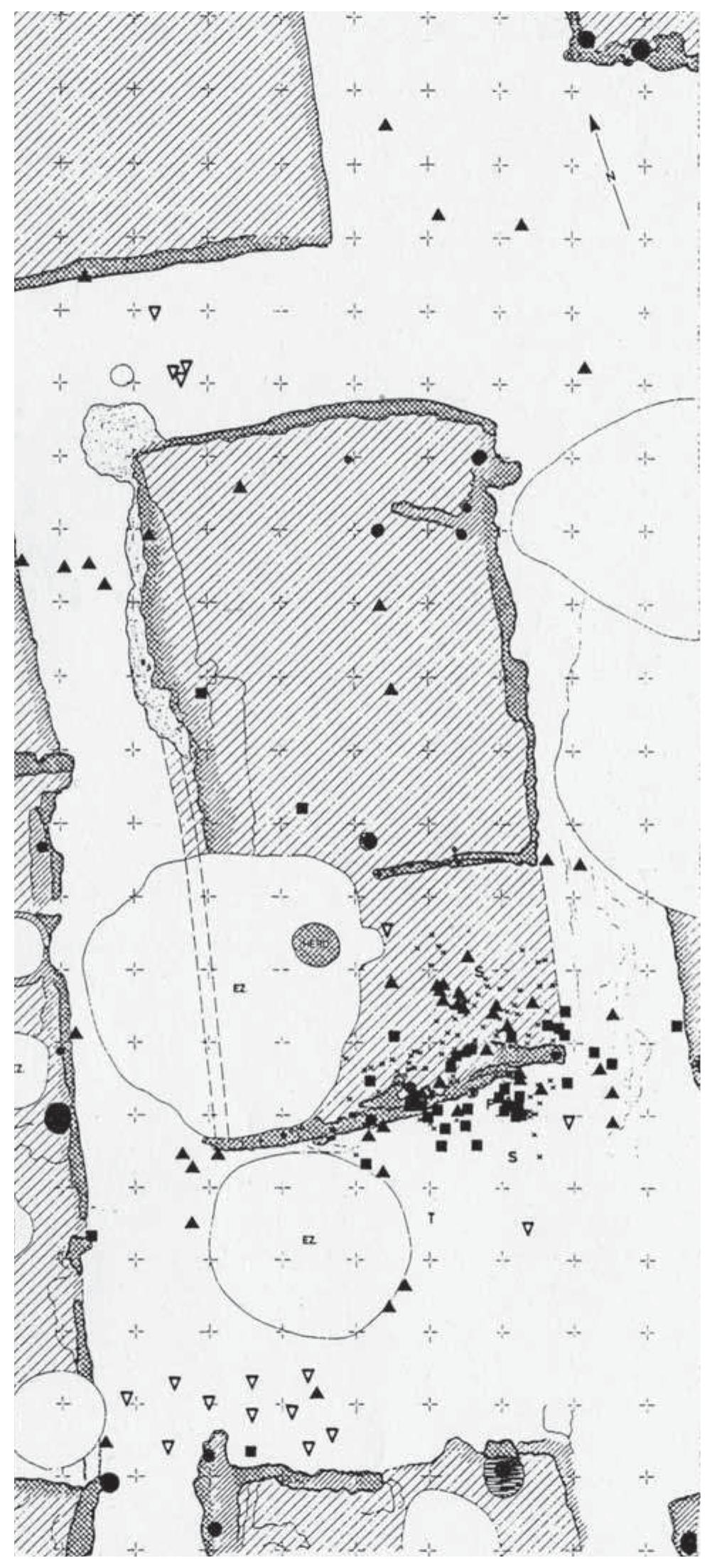 Fic. I-42: MOSORIN-FEUDVAR; VATIN CULTURE. PLAN OF THE EARLY BRONZE AGE WORKSHOP IN TRENCH E (AFTER HANSEL/MEDOVIC 2004: 89 FIG. 2). 