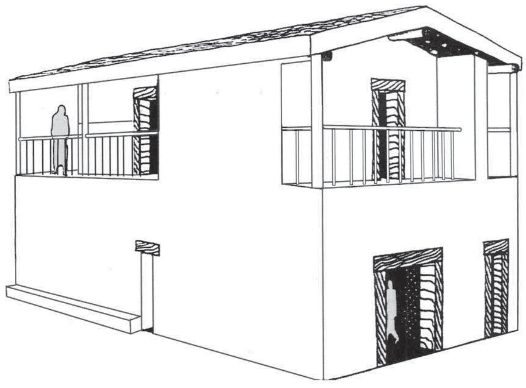 FIG. II-13: RECONSTRUCTION OF THE HOUSE OF THE TILES (AFTER SHAW 1987: 64 FIG. 5; PEPERAKI 2004: 221 FIG. 12.4). 