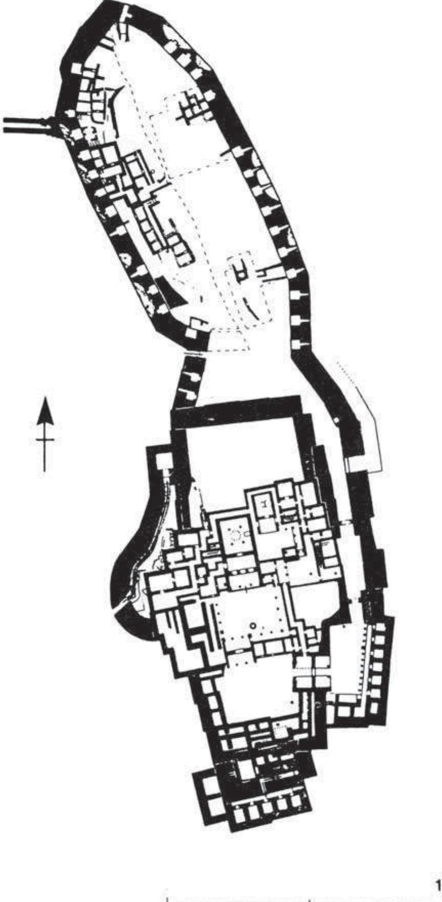 Fic. Il-21: PLAN OF THE MYCENAEAN PALACE AT TIRYNS IN THE ARGOLID (AFTER DICKINSON 1994: 155 FIG. 5.30). 