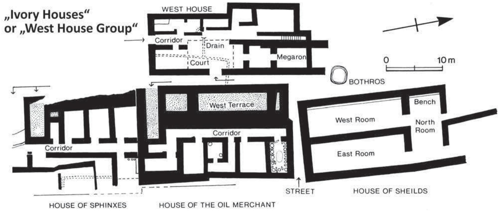 FIG. II-23: THE BUILDING COMPLEX OF THE WEST HOUSE GROUP IN THE LOWER TOWN OF MYCENAE (AFTER SIENNICKA 2010: 80 FIG. 6). 
