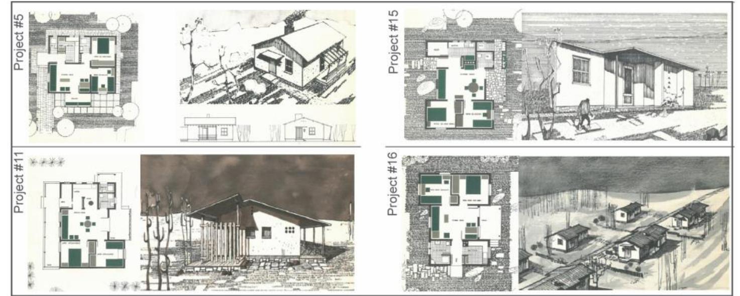 Project 15 Plan and perspective drawings of project #5, project #11,