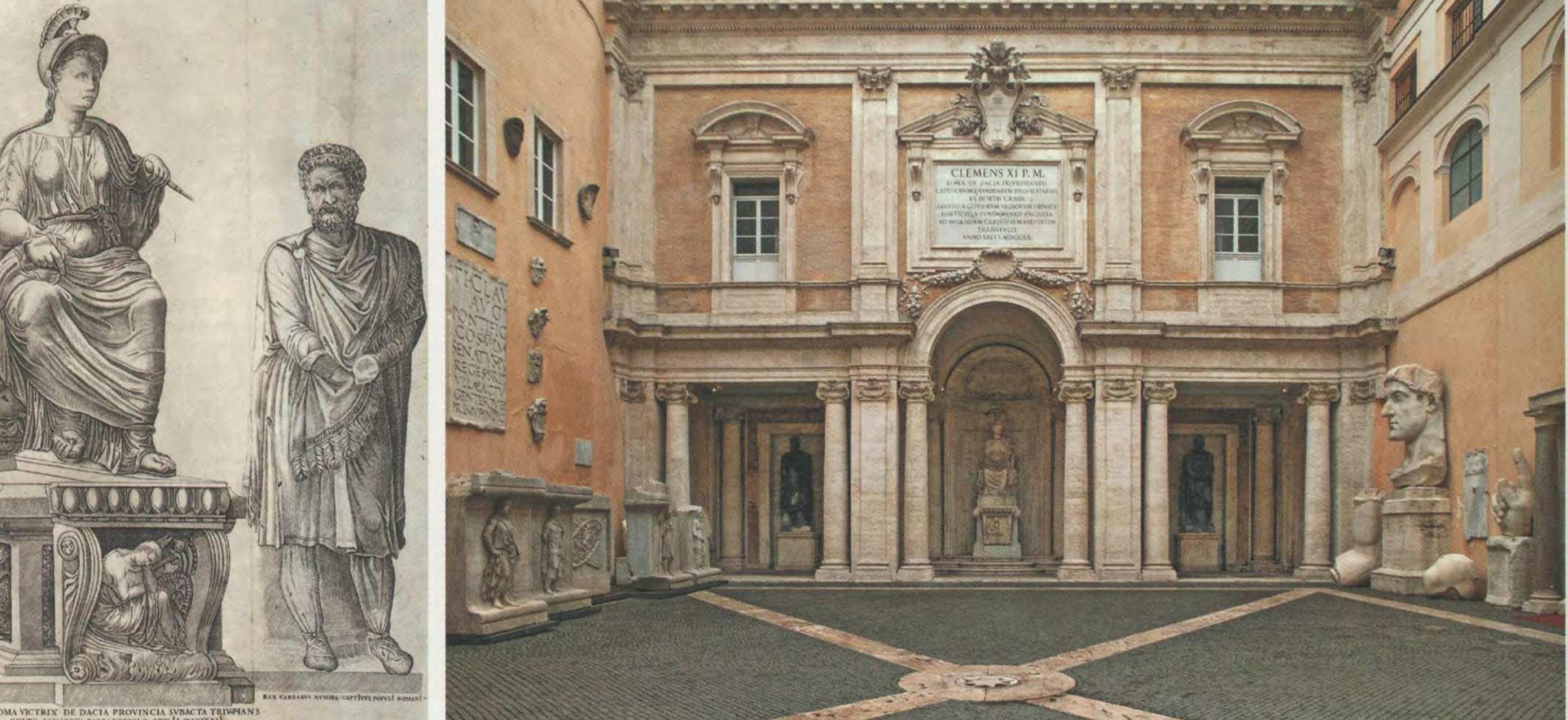 veneration du collectionneur vis-a-vis de la deesse Roma mais aussi les vertus du collectionnisme en tant que moyer d’honorer et de proteger le patrimoine artistique de Rome La fragmentation des marbres antiques, qui avaient souffer de siecles de negligence et de destructions, pouvait ains étre compensee au sein de |’ espace protecteur de la collec tion, ou Rome serait a l’abri des menaces de ses ennemis qu il s’agisse d’envahisseurs gaulois, de « barbares », ou de quiconque pouvait étre blame pour avoir endommage ot  detruit des statues antiques. 