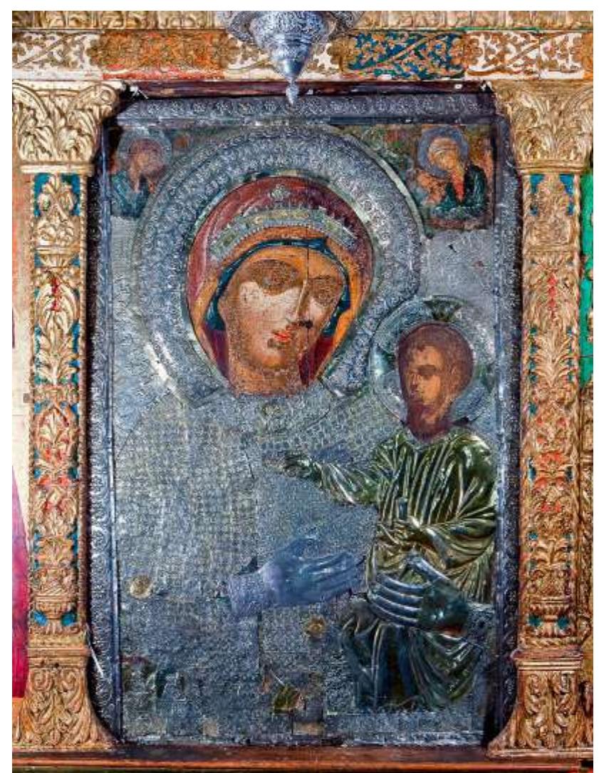 Plate XXVIII: Lindos, church of the Dormition. Bilateral icon of the Virgin Mary, first half of the 15" c. 