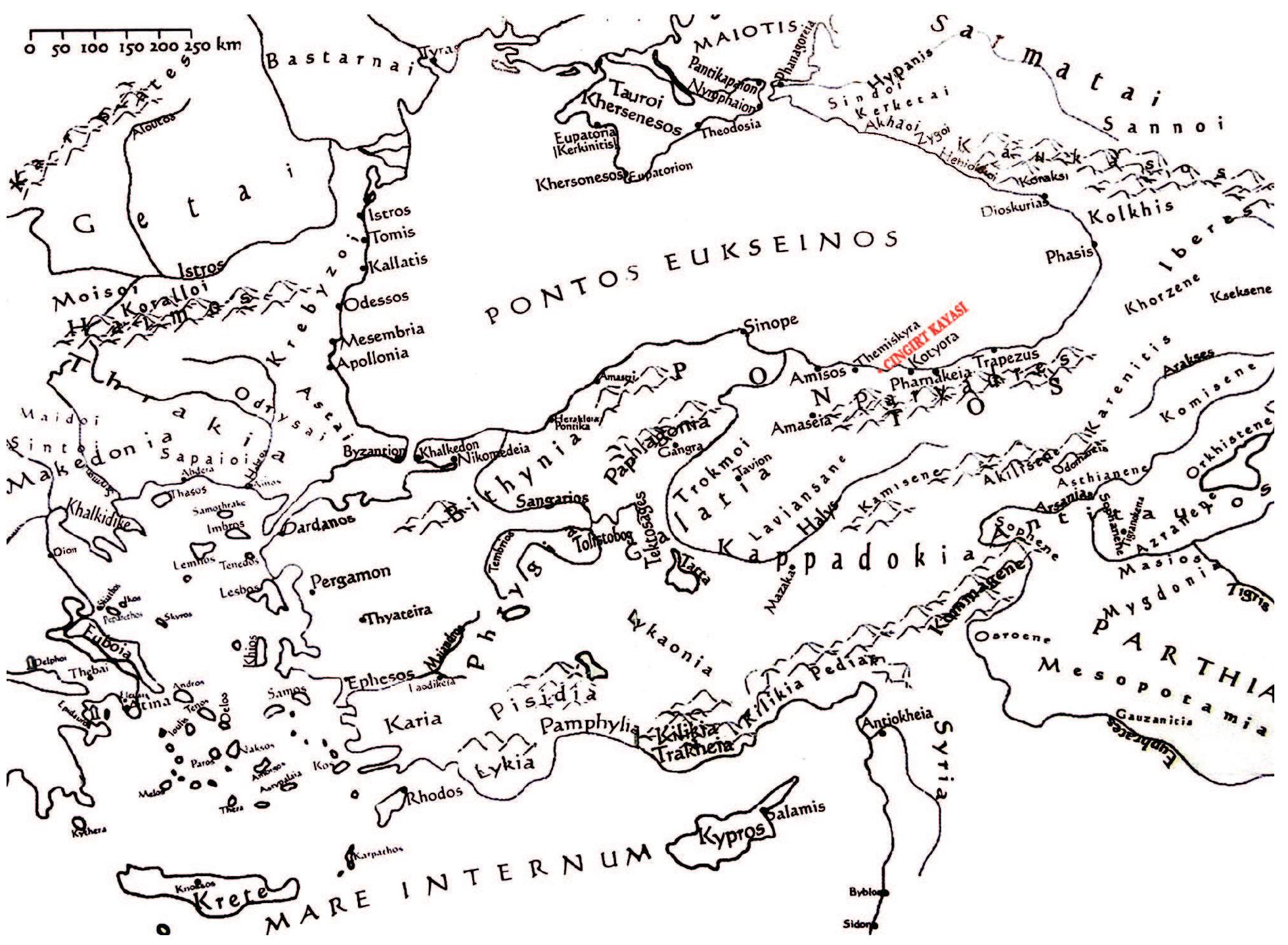 Fig. 1. Map of Pontic Region during Mithradates‘s reign (Arslan 2007: map 7). 