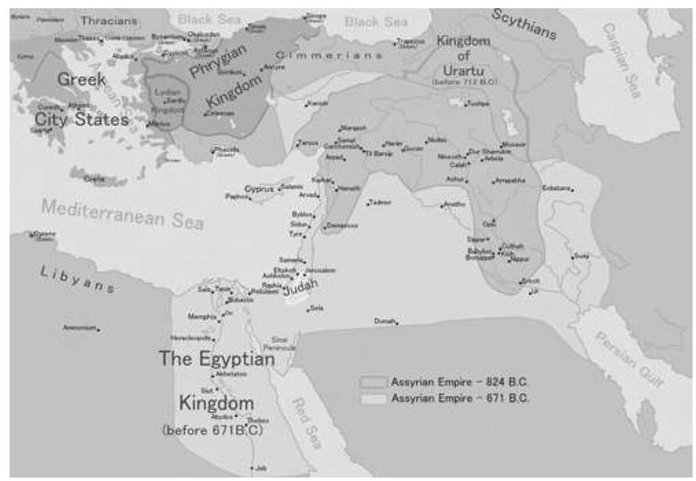 1. map of the assyrian empire at its maximum extent.