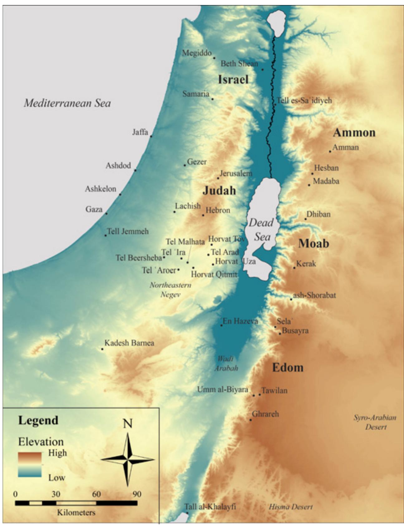 Figure 1 Map of the southern Levant in the late Iron Age 