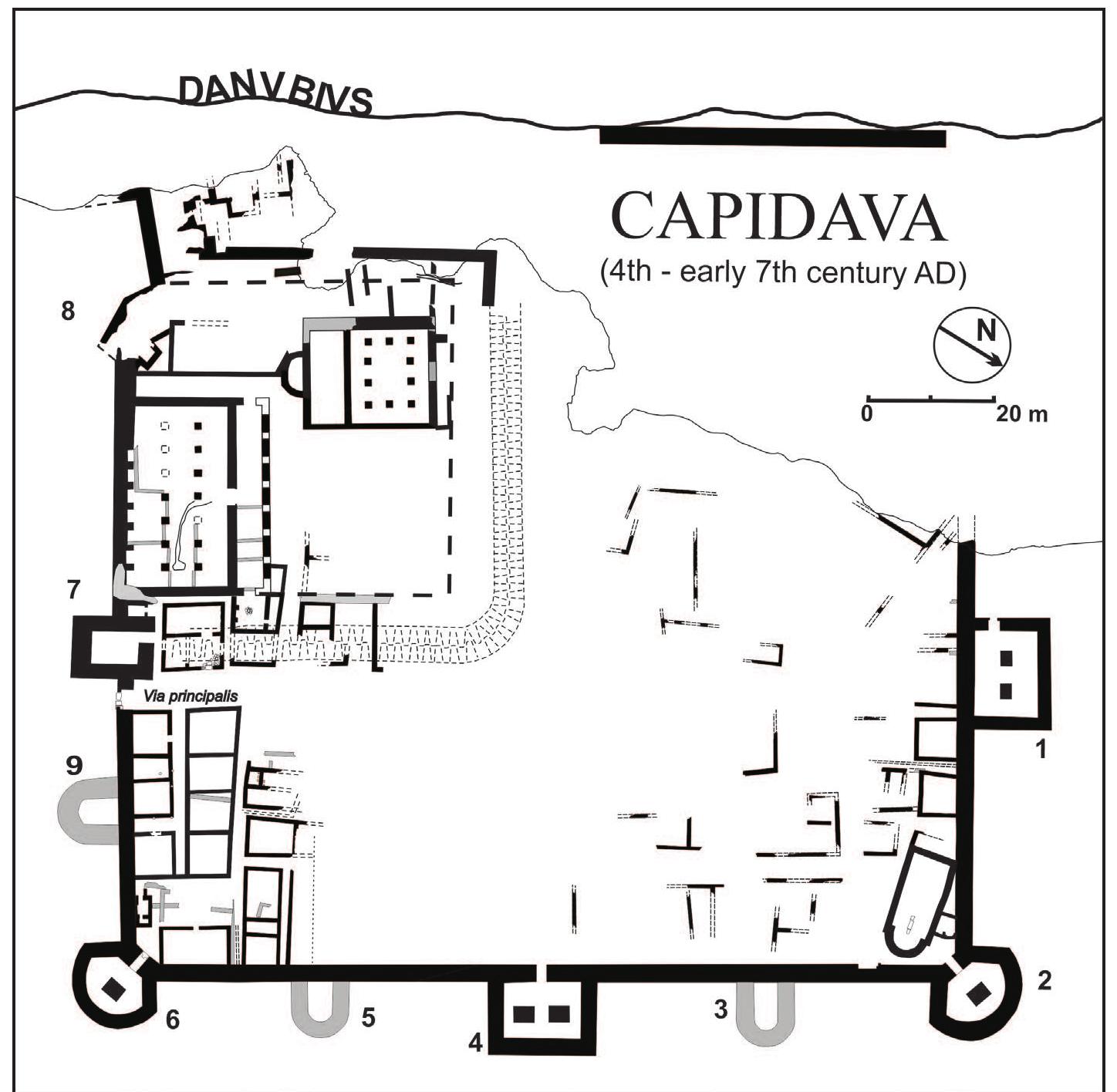 Fig. 2. Plan of Capidava Fort during 4"°—7" c. AD. 