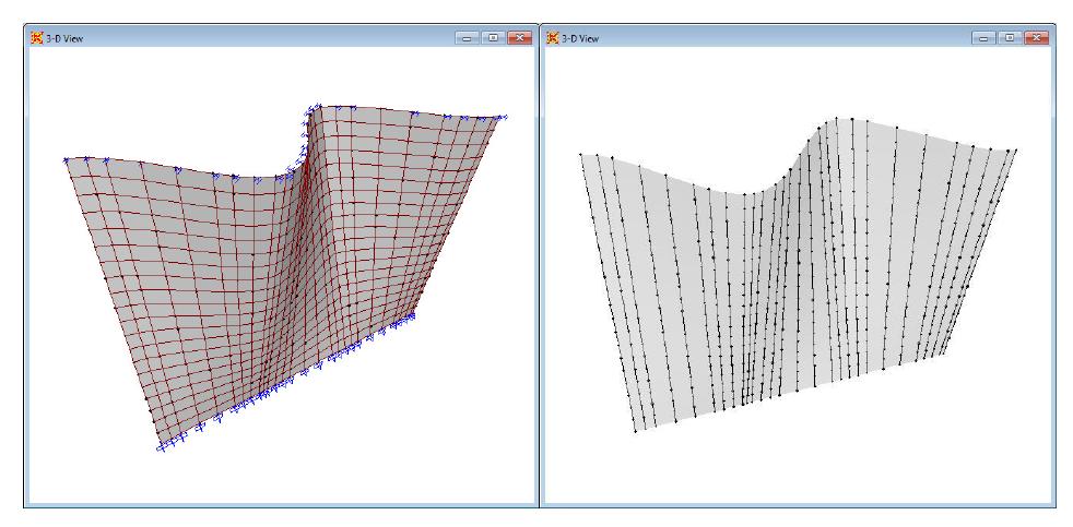 The finite element model of a typical portion of the wall