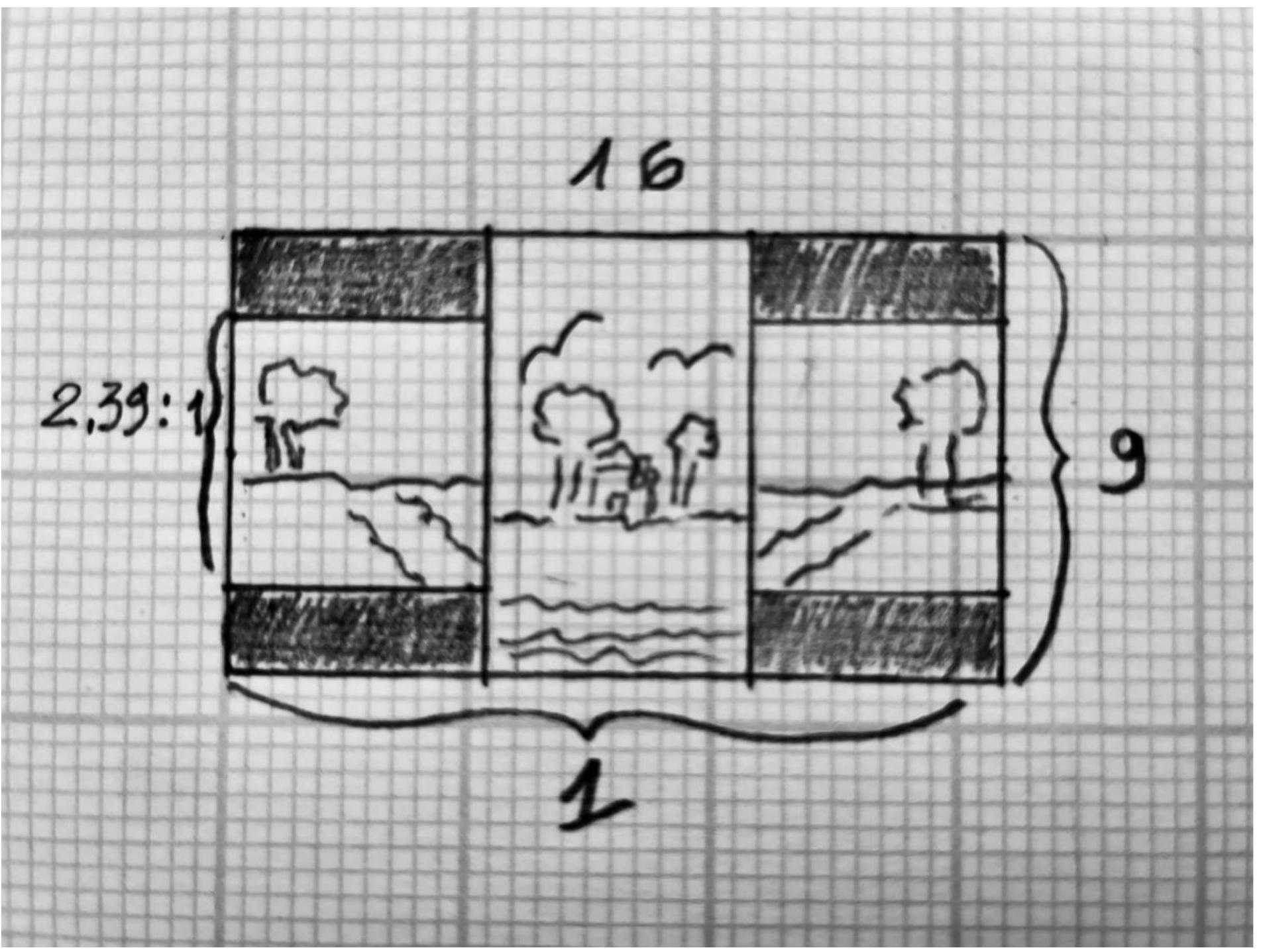 Ratios Visualized Sketch of the frame proportions. two aspect ratios joined, a