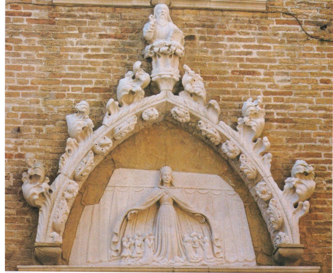 Fig. 8. Piero di Giorgio da Sebenico, Our Lady of Mercy, 1462, relief now in the portal of Mount of Piety, Fermo 