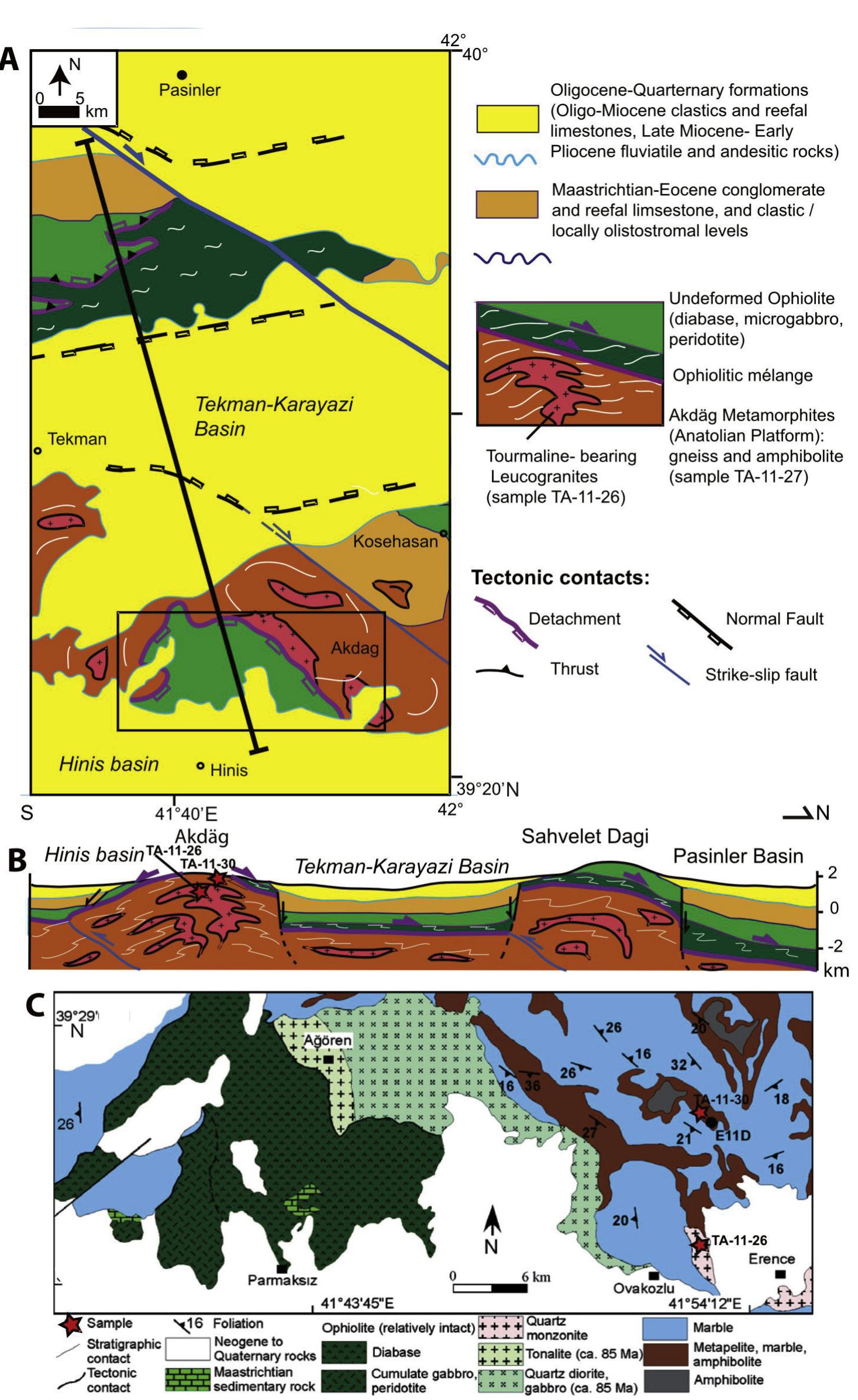 Tectonic map of mesozoic ophiolites and ophiolitic mélanges