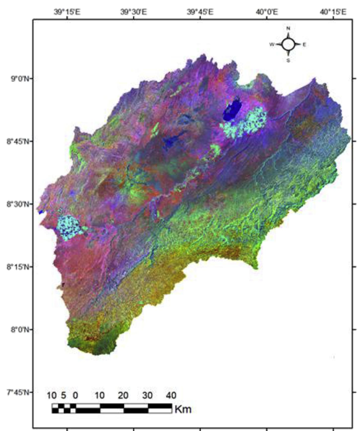Color composite map of the year 1995 tm image produced from