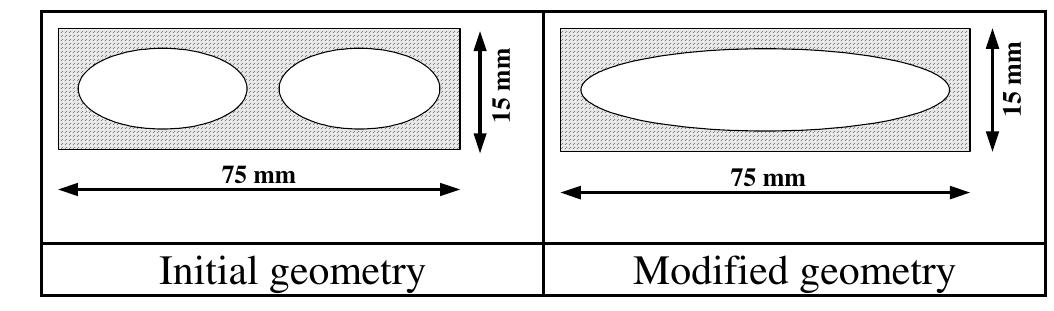 Geometry of cells inlets. two inlet designs for the cells