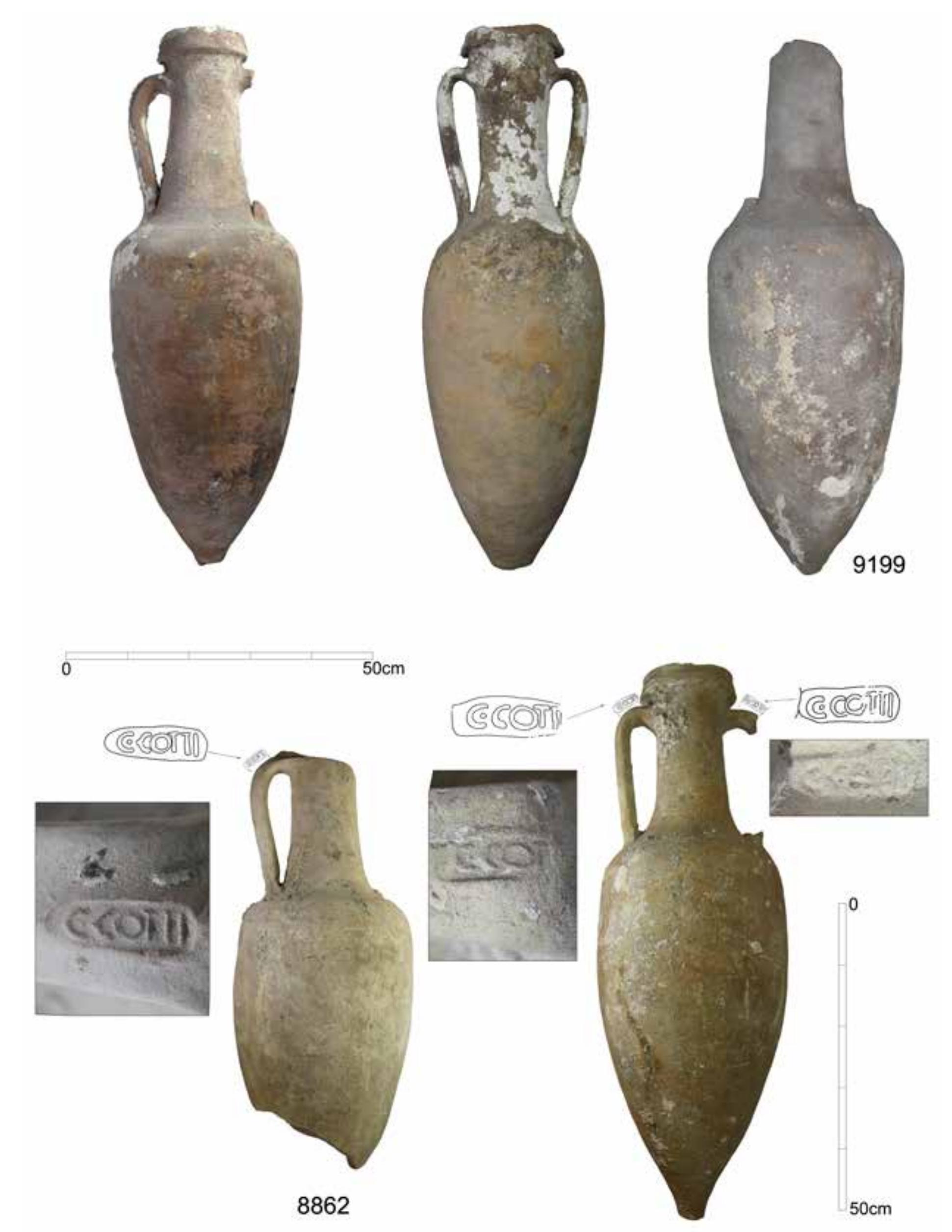 Fig. 3. Fotografias de las anforas grecoitalicas tardias (o Dressel 1A “tempranas”) importadas. 