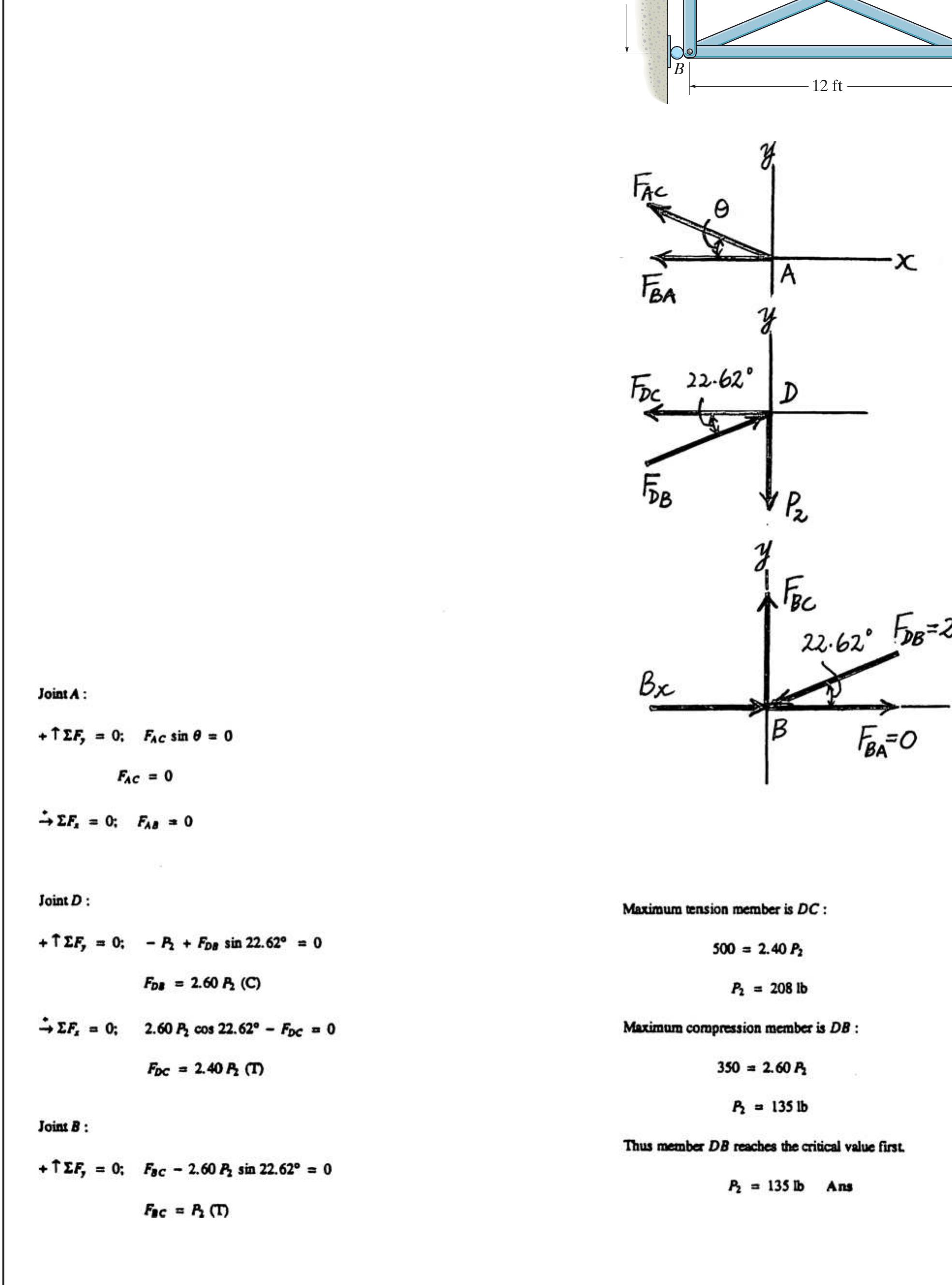 °6-13. determine the largest load p, that can be applied to
