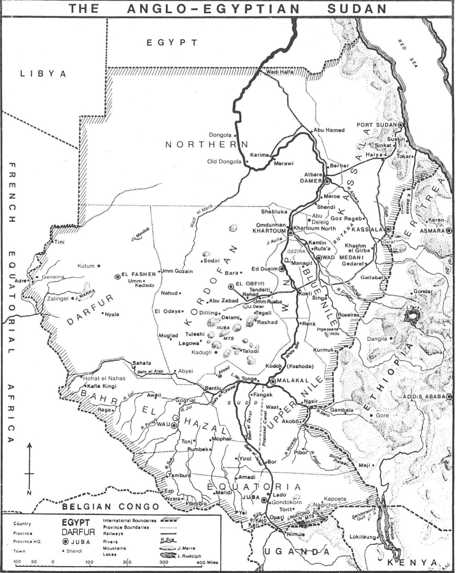 Fig. 2: Map drawn by Rosalind Caldecott for K.D.D. Henderson (1987), SAD 769/7/4—6 [MP]  Did Friends and Enemies Change upon Decolonization? A Sudanese History Handbook 227 