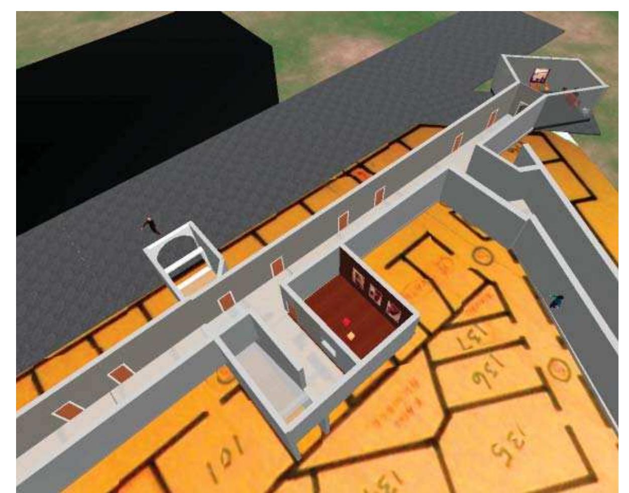 gure 1. Building the Dante Hotel in Second Life as part of the Presence Project’s Life Squared. 