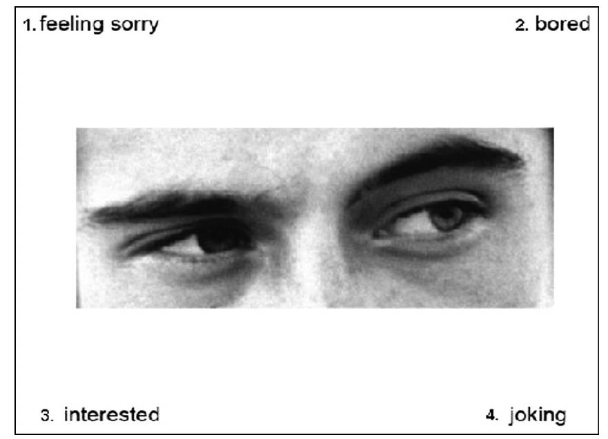 Figure 1. The seeing leads to knowing test. The child is told that Sally looks in the box, while Anne touches the box. Test Question: “Which one knows what's in the box?”  Deception is easily understood by the typ- ical 4-year-old child (Sodian & Frith 1992). Children with autism or Asperger syndrome tend to assume everyone is telling the truth and may be shocked by the idea that other peo- ple may not say what they mean (Baron-Cohen 1992, 2007a). ‘The typical 9-year-old can figure out what might hurt another’s feelings and what might therefore be better left unspoken. Chil- dren with Asperger syndrome are delayed by around 3 years in this skill, despite their normal IQ (Baron-Cohen, O’Riordan, Jones, et al. 1999). ‘The typical 9-year-old can interpret another person’s expressions from their eyes, to figure out what they might be thinking or feeling (see Fig. 2). Children with Asperger syndrome tend to find such tests far more diffi- cult (Baron-Cohen, Wheelwright, Scahill, et al.  
