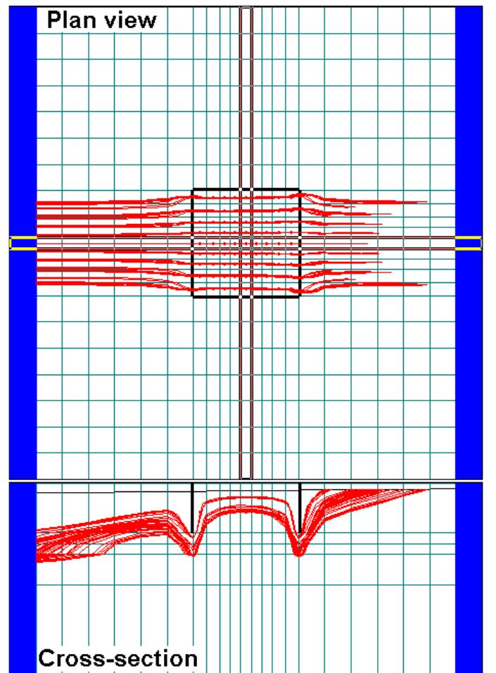43. plan and cross-sectional views of flowlines. particles