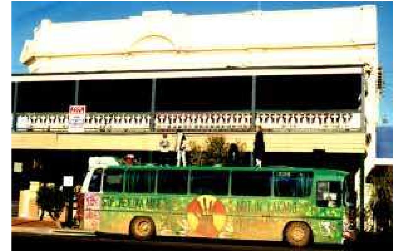 1998). In June-July 1998, two key events were held in Melbourne. Hosted by Monash University’s Caulfield campus, Yellowcake was the first dance event to convene most of the underground crews in the city, raising thousands of dollars for similar parties around the country and a fund to buy vehicles and supplies for the Jabiluka blockaders committed to fighting ‘the corporate greed machine and protect our futures’. This was followed by Oms Away on July 18 at Swinburne University. The well attended event raised money for the Melbourne Jabiluka Action Group and assisted the Ohms not Bombs crew to undertake their planned mission to Jabiluka that year. The event accommodated three dance floors supported by many of Melbourne’s underground DJs: Ground Zero (‘the impact zone’), The Fall Out Shelter, and The Mushroom Cloud. PEACE Bus AT BROKEN HILL, EaRTHDREAM 99 (Puoto. PETER STRONG) supported by many of Melbourne’s underground DJs: Ground
