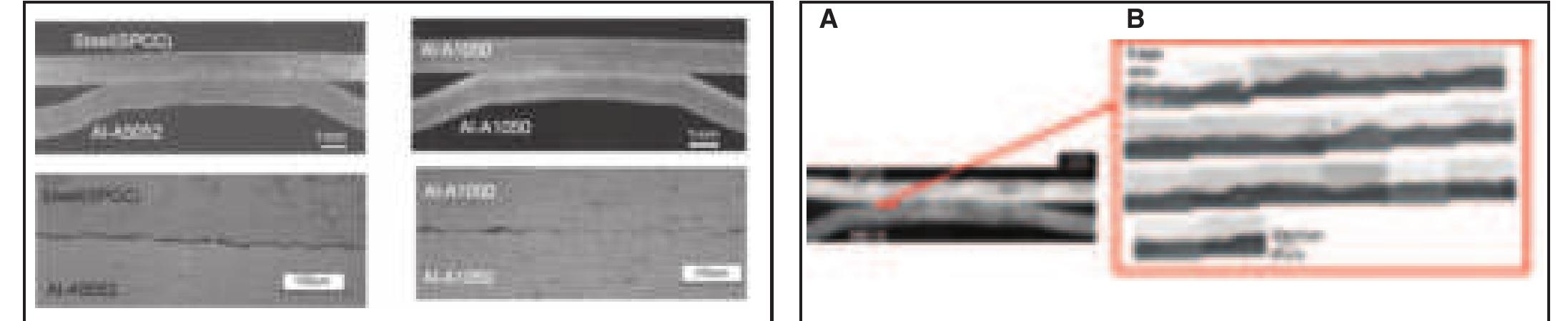 a — cross-section image of welded sample (the red zone is
