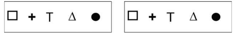 Sample line of a right/left pair of stereogram panels for a Sample line of a right/left pair of stereogram panels for a