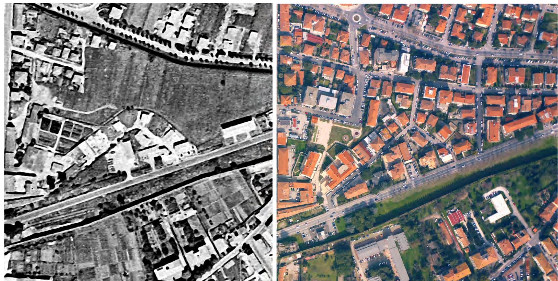 Fig. 9.6. Detail of the della Forca bulwark in the 1954 (left) and 2010 (right) traces. 